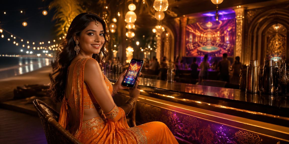 Indian casino app with beach in background