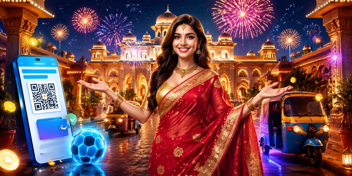 Indian female user in saree placing sports bets online via mobile