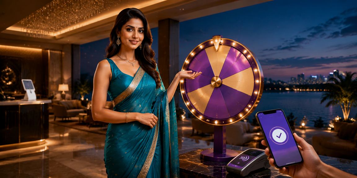 Indian woman playing roulette in vibrant saree