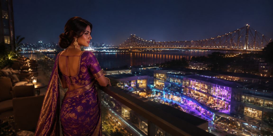 Neon lights illuminate betting venue in Kolkata
